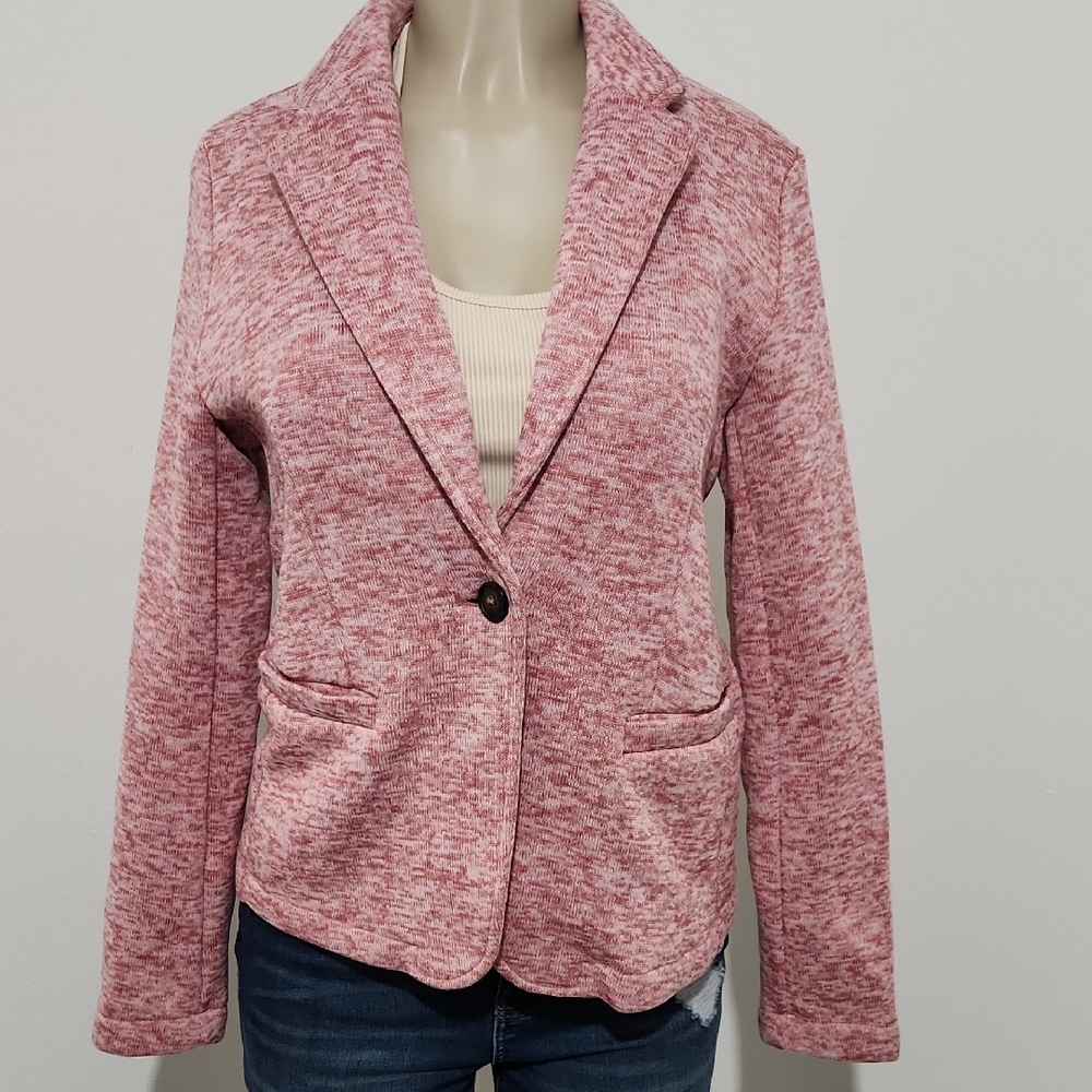 Lands' End Women's Marled Pink Blazer Jacket